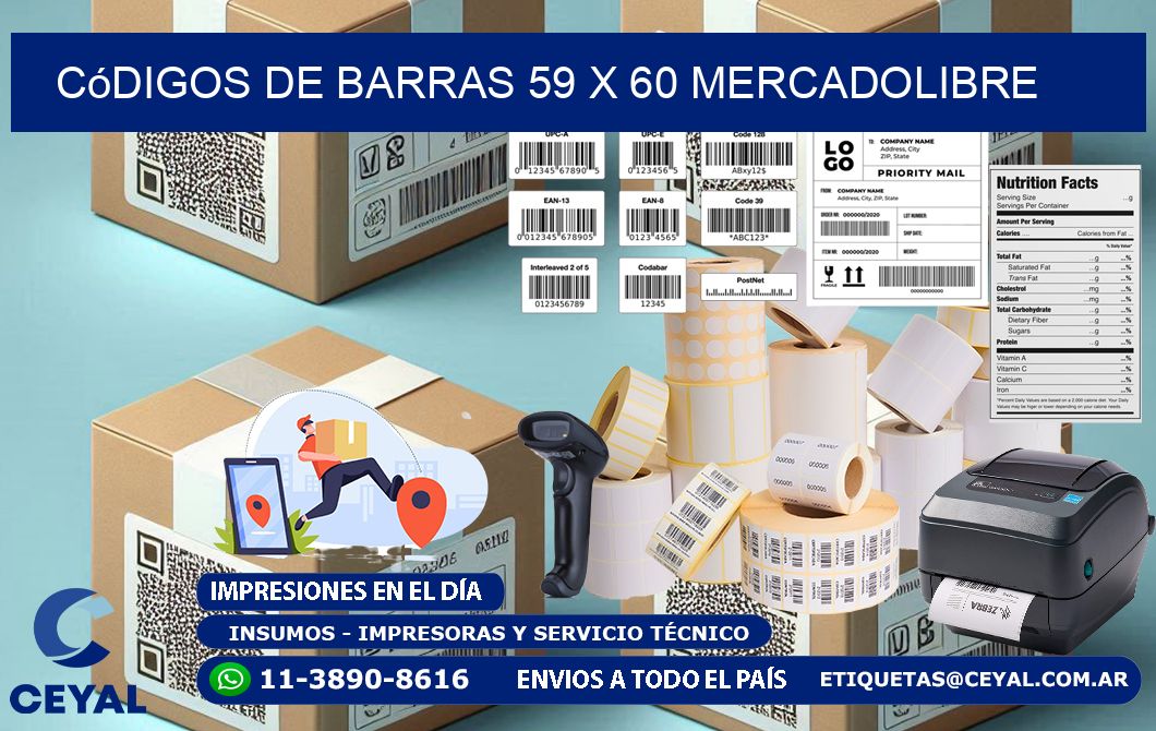 Códigos de Barras 59 x 60 MERCADOLIBRE
