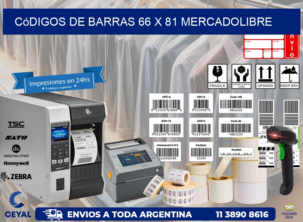 Códigos de Barras 66 x 81 MERCADOLIBRE