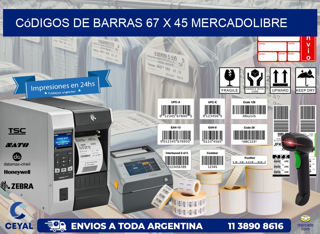 Códigos de Barras 67 x 45 MERCADOLIBRE