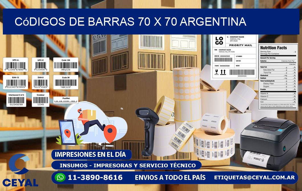 Códigos de Barras 70 x 70 argentina