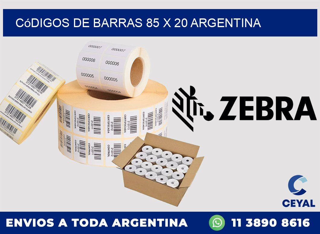 Códigos de Barras 85 x 20 argentina