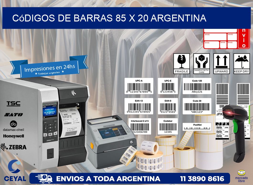 Códigos de Barras 85 x 20 argentina