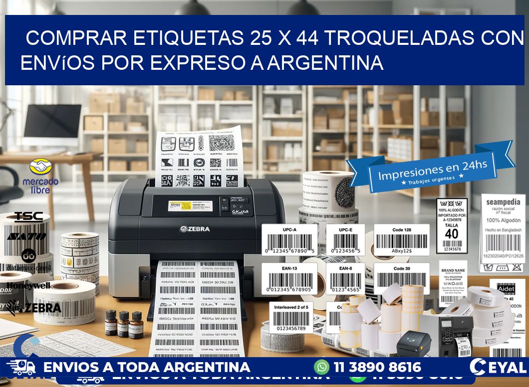 Comprar etiquetas 25 x 44 troqueladas con envíos por expreso a Argentina