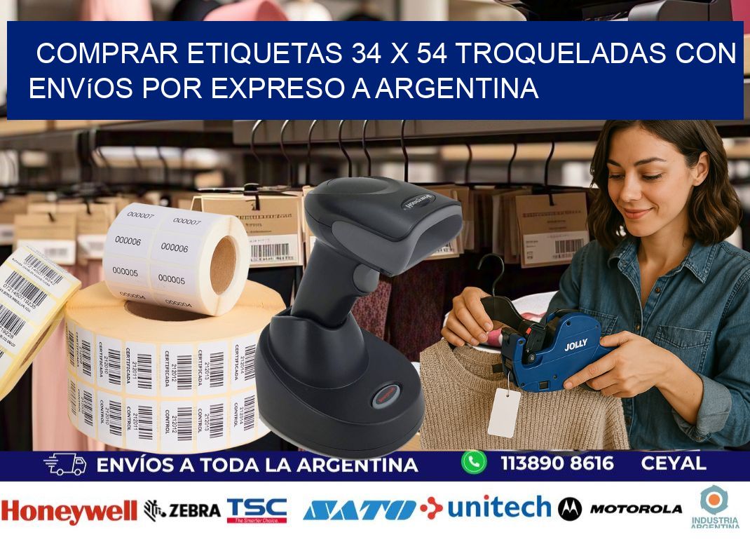 Comprar etiquetas 34 x 54 troqueladas con envíos por expreso a Argentina