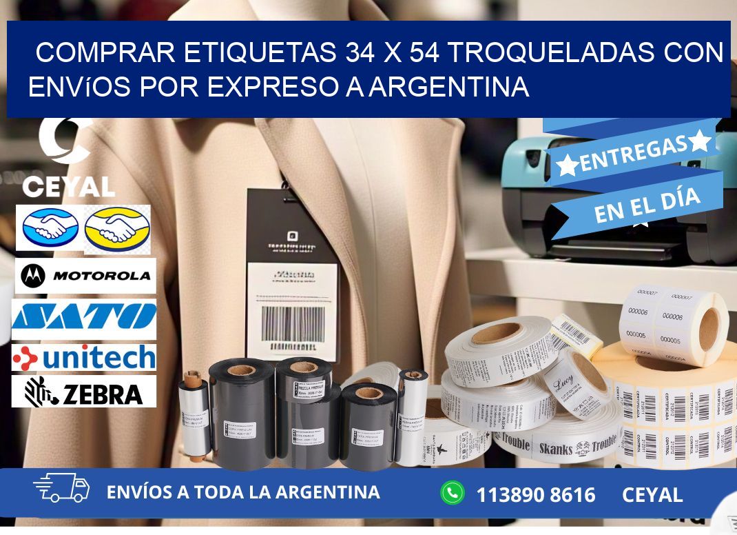 Comprar etiquetas 34 x 54 troqueladas con envíos por expreso a Argentina
