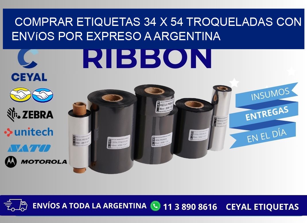 Comprar etiquetas 34 x 54 troqueladas con envíos por expreso a Argentina