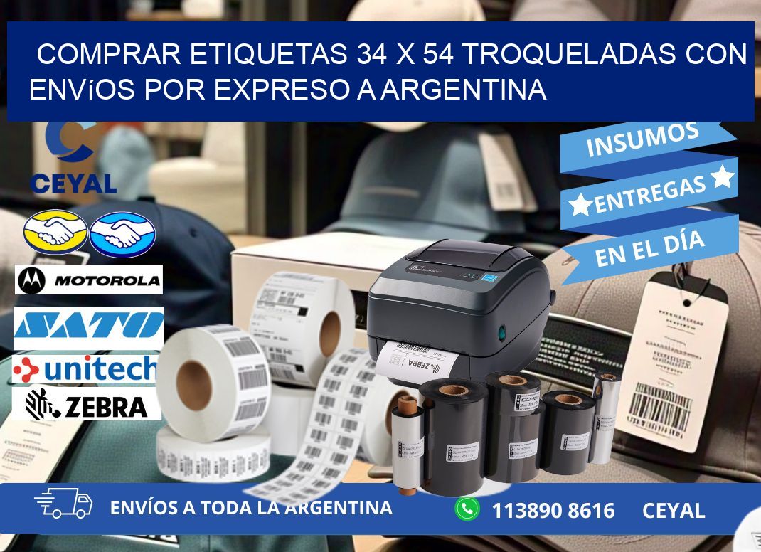 Comprar etiquetas 34 x 54 troqueladas con envíos por expreso a Argentina