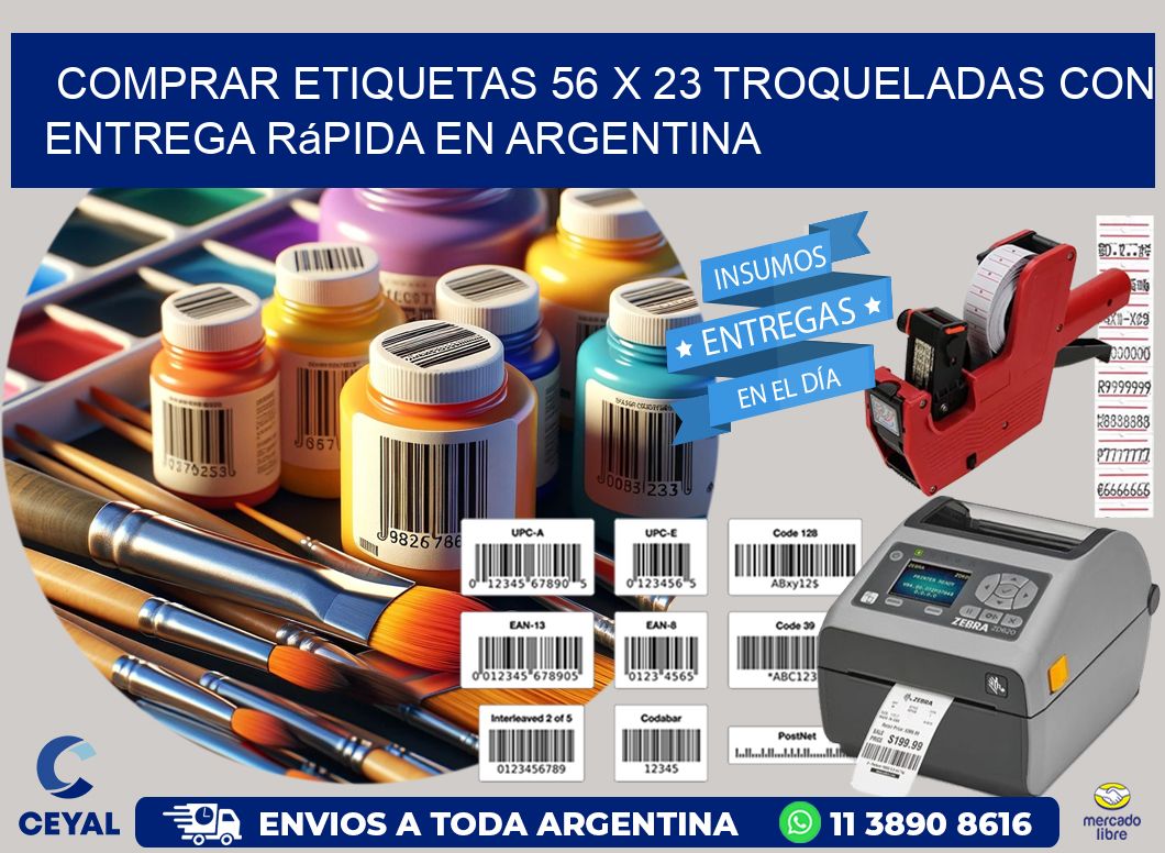 Comprar etiquetas 56 x 23 troqueladas con entrega rápida en Argentina
