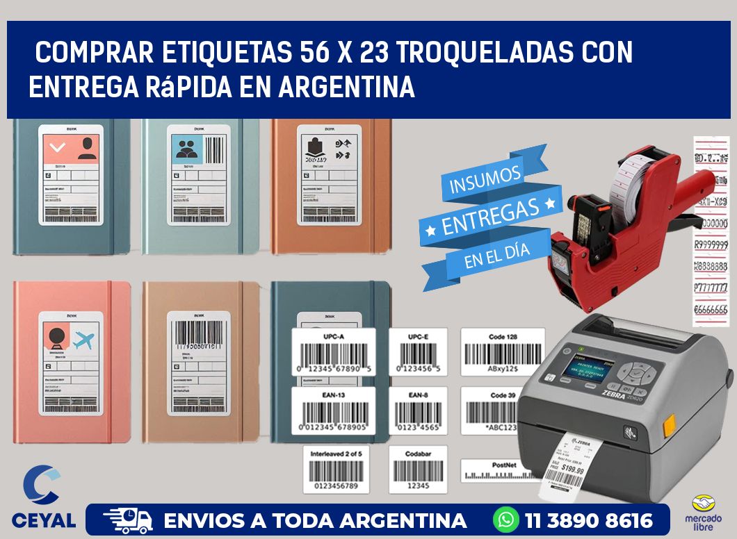 Comprar etiquetas 56 x 23 troqueladas con entrega rápida en Argentina