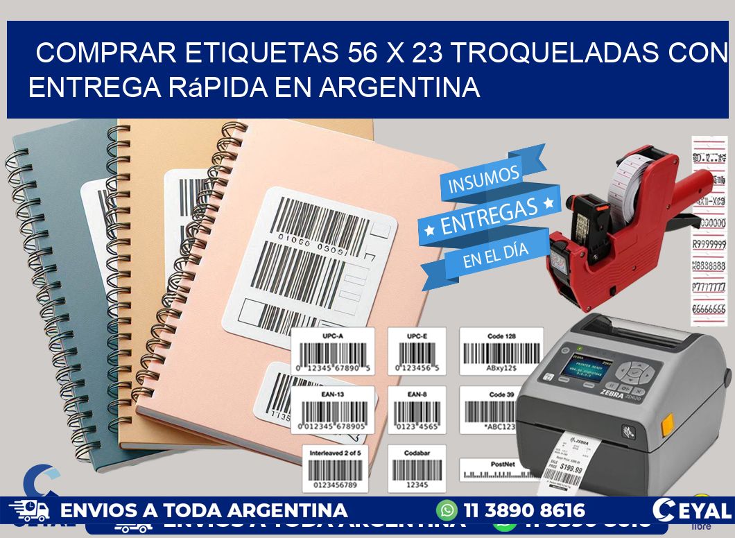 Comprar etiquetas 56 x 23 troqueladas con entrega rápida en Argentina
