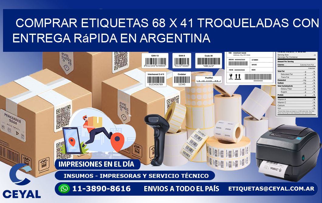 Comprar etiquetas 68 x 41 troqueladas con entrega rápida en Argentina