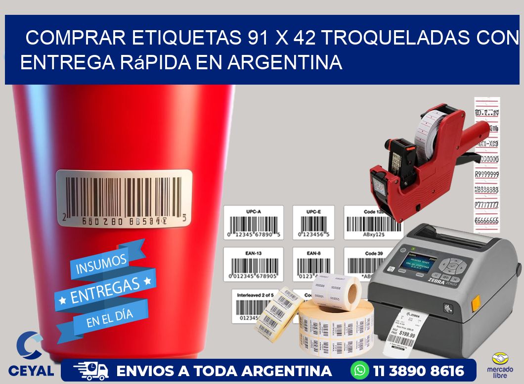 Comprar etiquetas 91 x 42 troqueladas con entrega rápida en Argentina