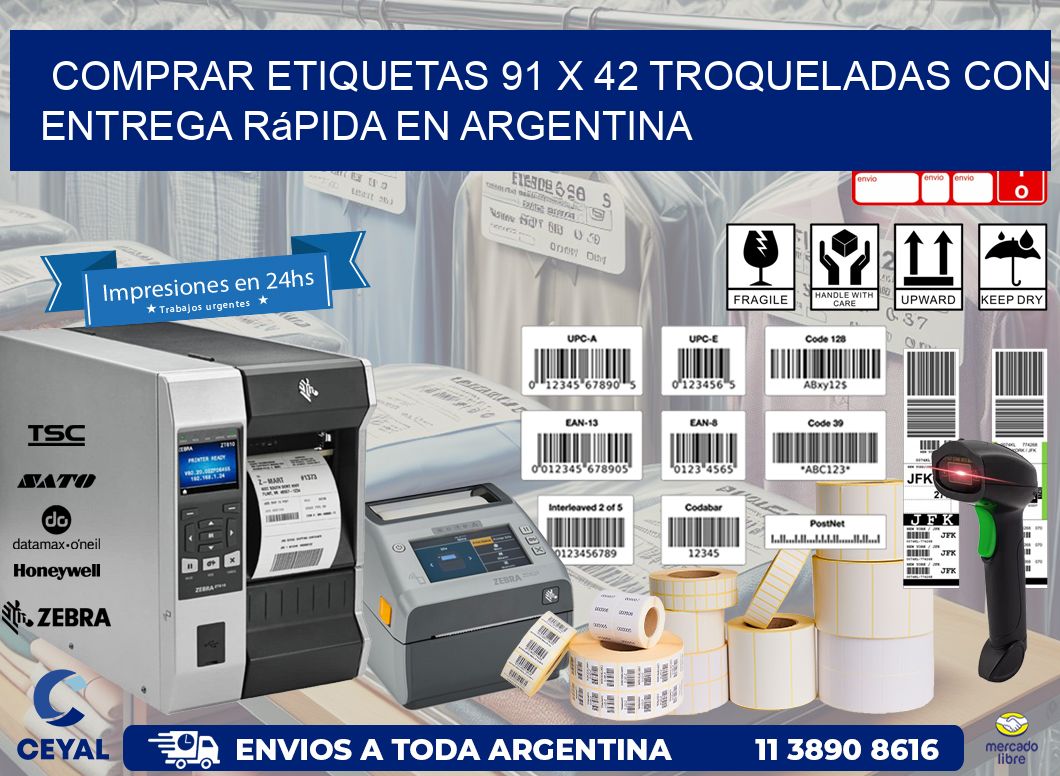 Comprar etiquetas 91 x 42 troqueladas con entrega rápida en Argentina