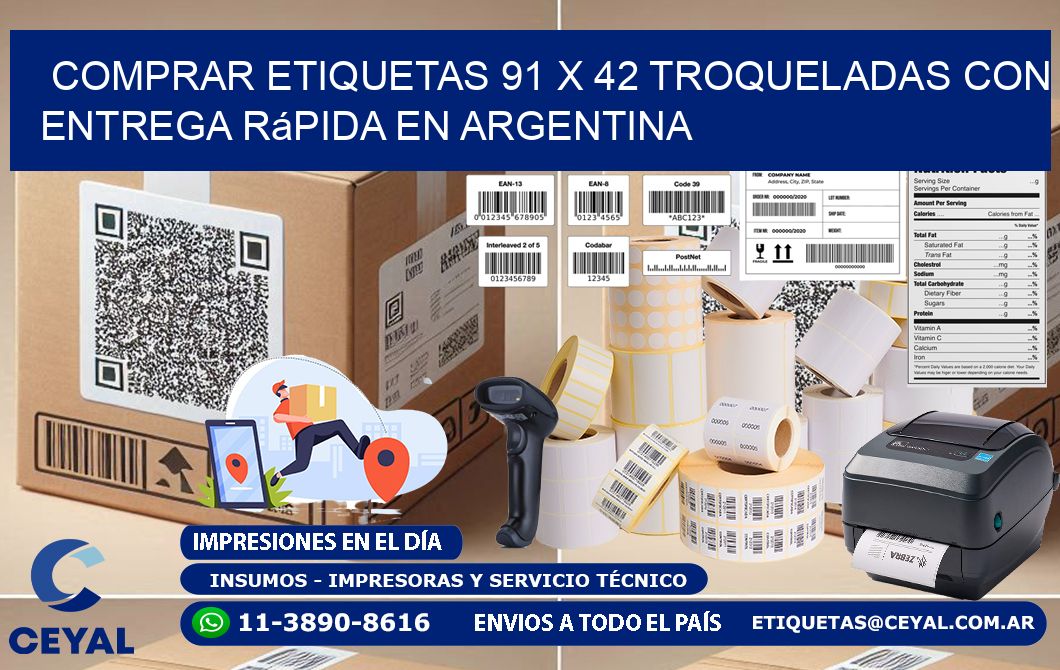 Comprar etiquetas 91 x 42 troqueladas con entrega rápida en Argentina
