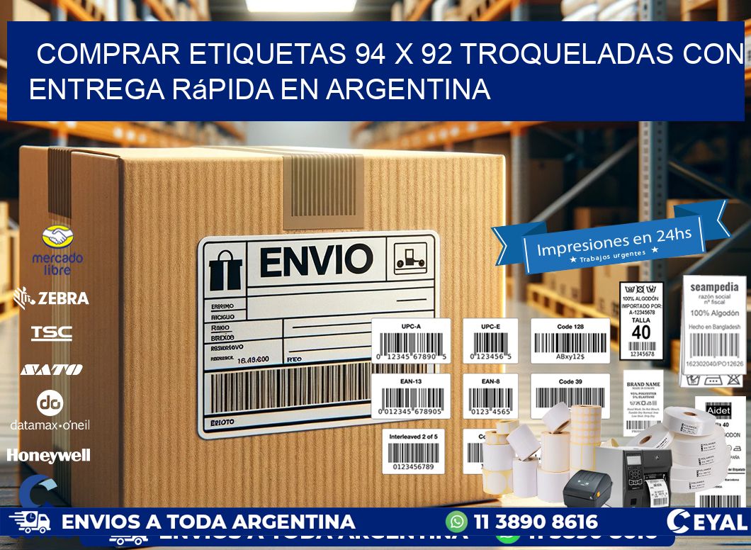 Comprar etiquetas 94 x 92 troqueladas con entrega rápida en Argentina