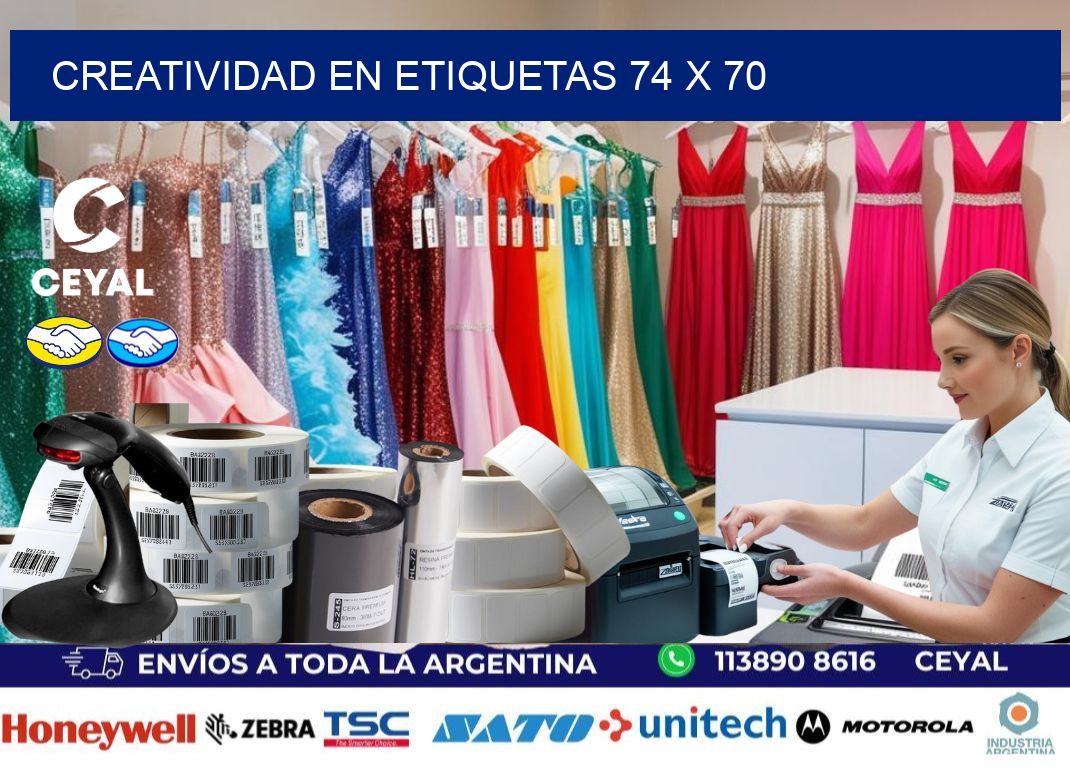 Creatividad en etiquetas 74 x 70