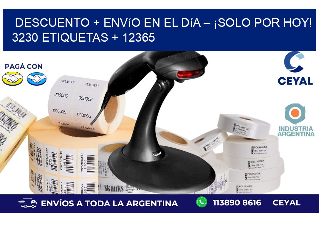 Descuento + envío en el Día – ¡Solo por Hoy! 3230 etiquetas + 12365