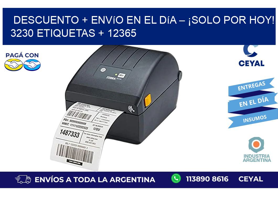 Descuento + envío en el Día – ¡Solo por Hoy! 3230 etiquetas + 12365