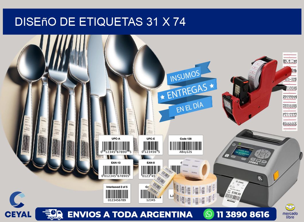 Diseño de etiquetas 31 x 74