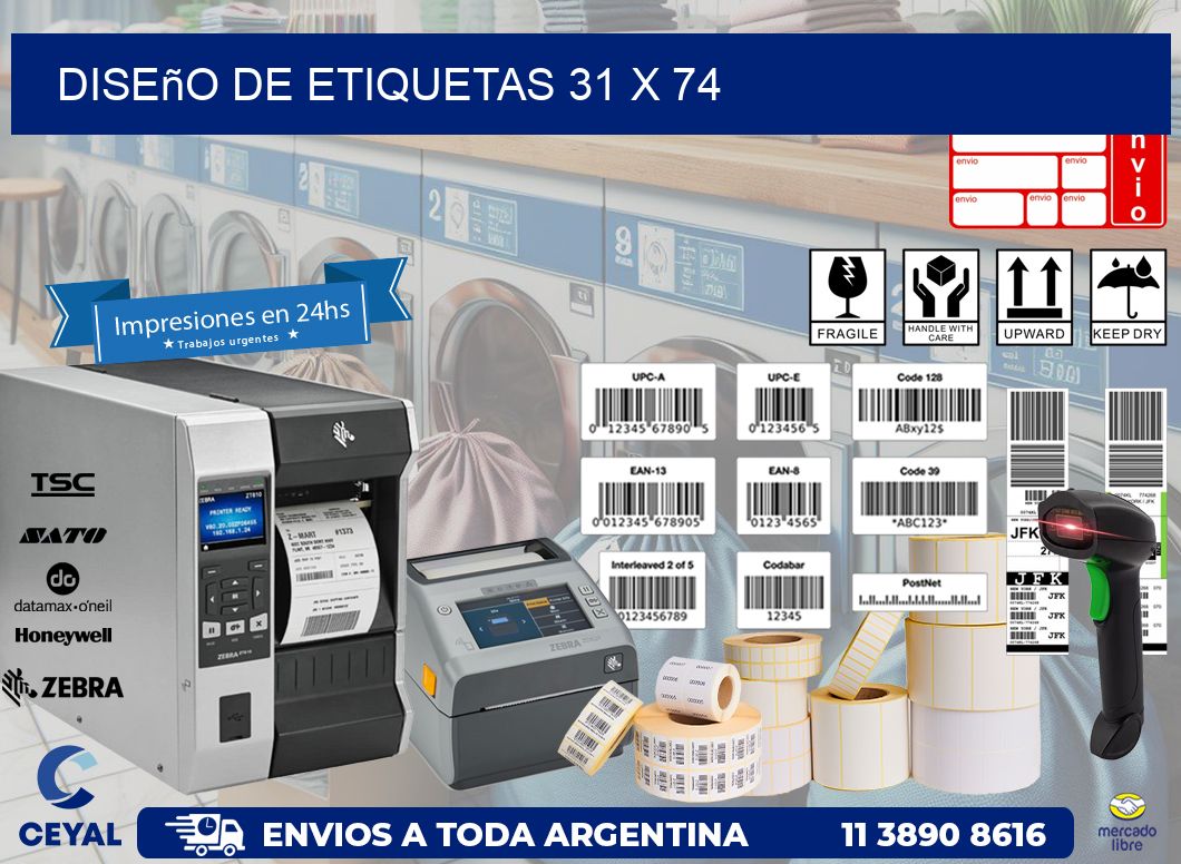 Diseño de etiquetas 31 x 74
