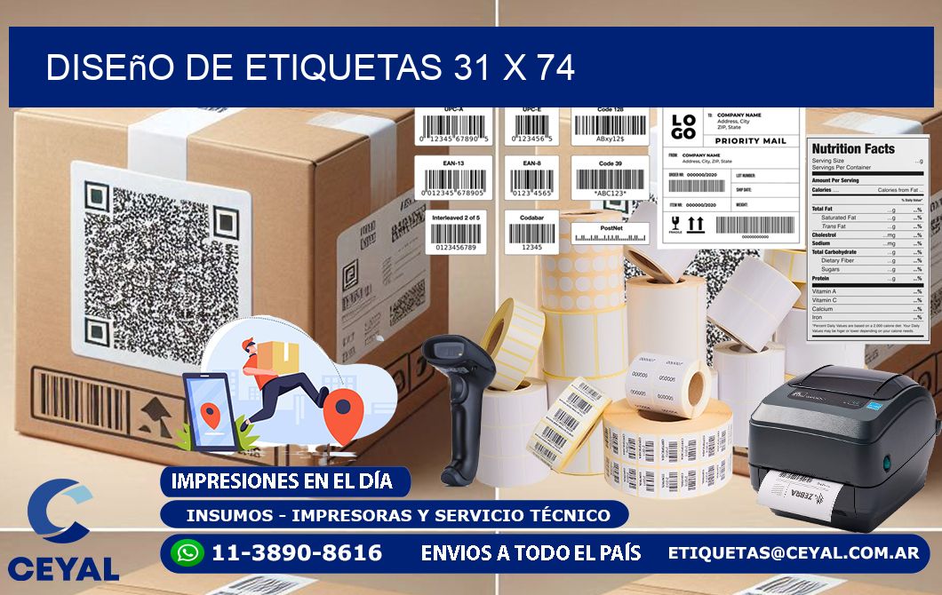 Diseño de etiquetas 31 x 74