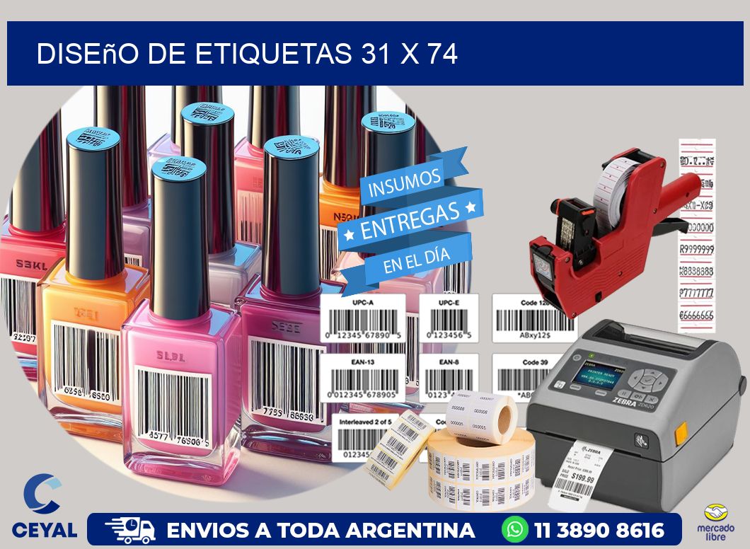 Diseño de etiquetas 31 x 74