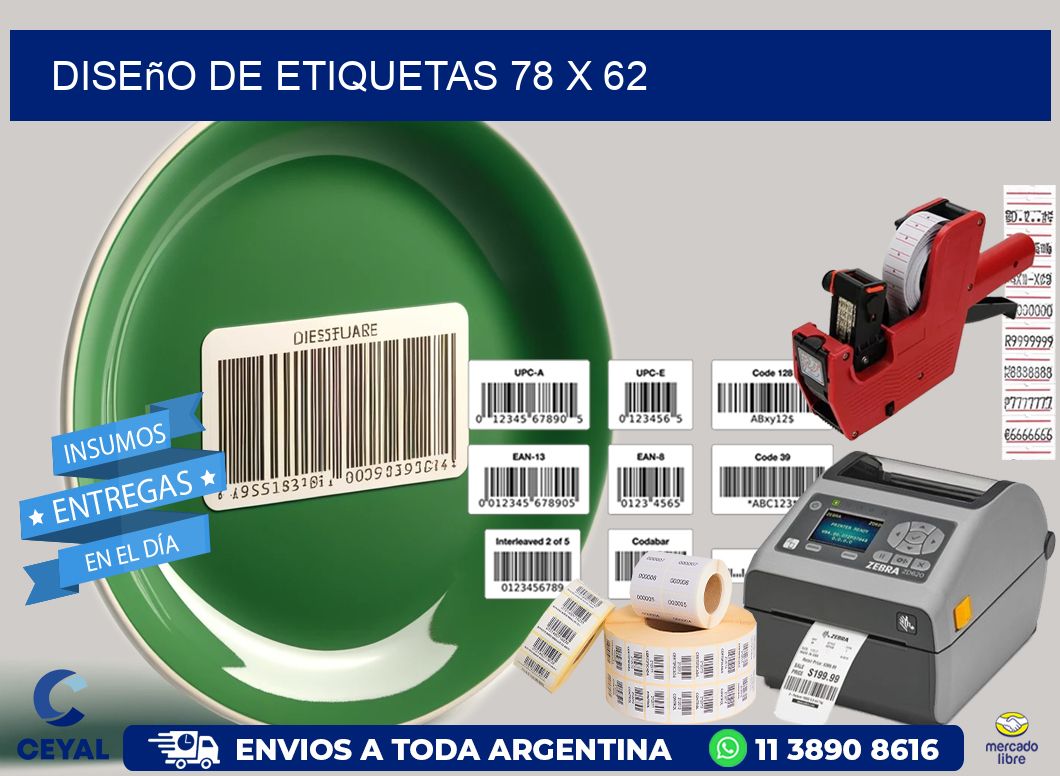 Diseño de etiquetas 78 x 62