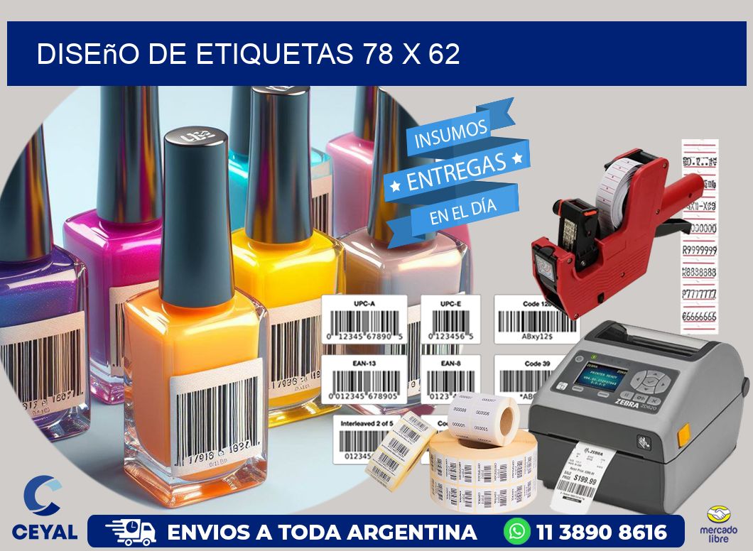 Diseño de etiquetas 78 x 62