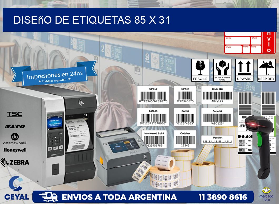 Diseño de etiquetas 85 x 31