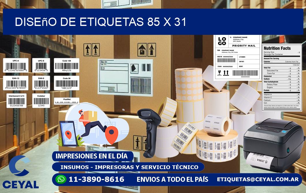 Diseño de etiquetas 85 x 31
