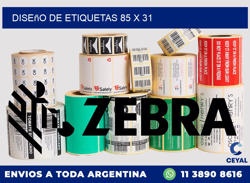 Diseño de etiquetas 85 x 31