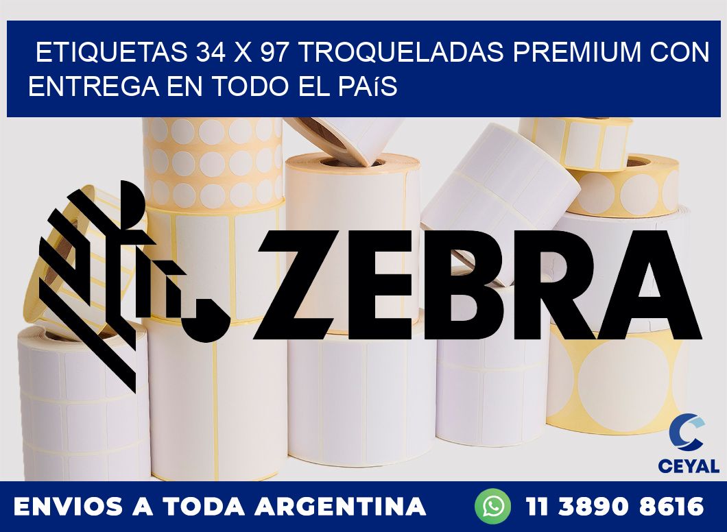 Etiquetas 34 x 97 troqueladas premium con entrega en todo el país