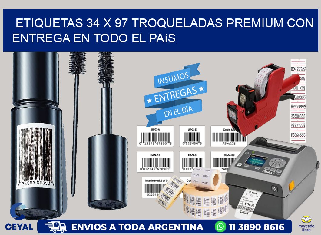 Etiquetas 34 x 97 troqueladas premium con entrega en todo el país