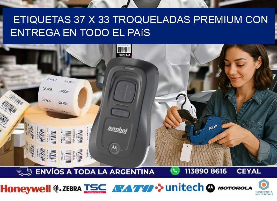 Etiquetas 37 x 33 troqueladas premium con entrega en todo el país