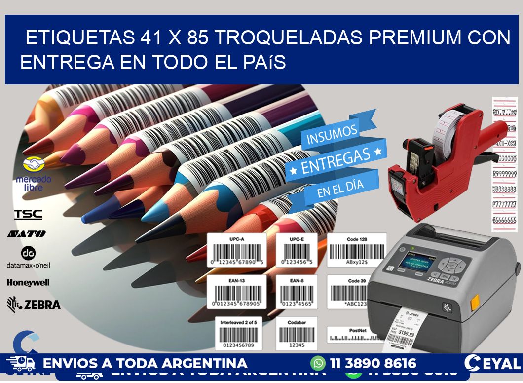 Etiquetas 41 x 85 troqueladas premium con entrega en todo el país
