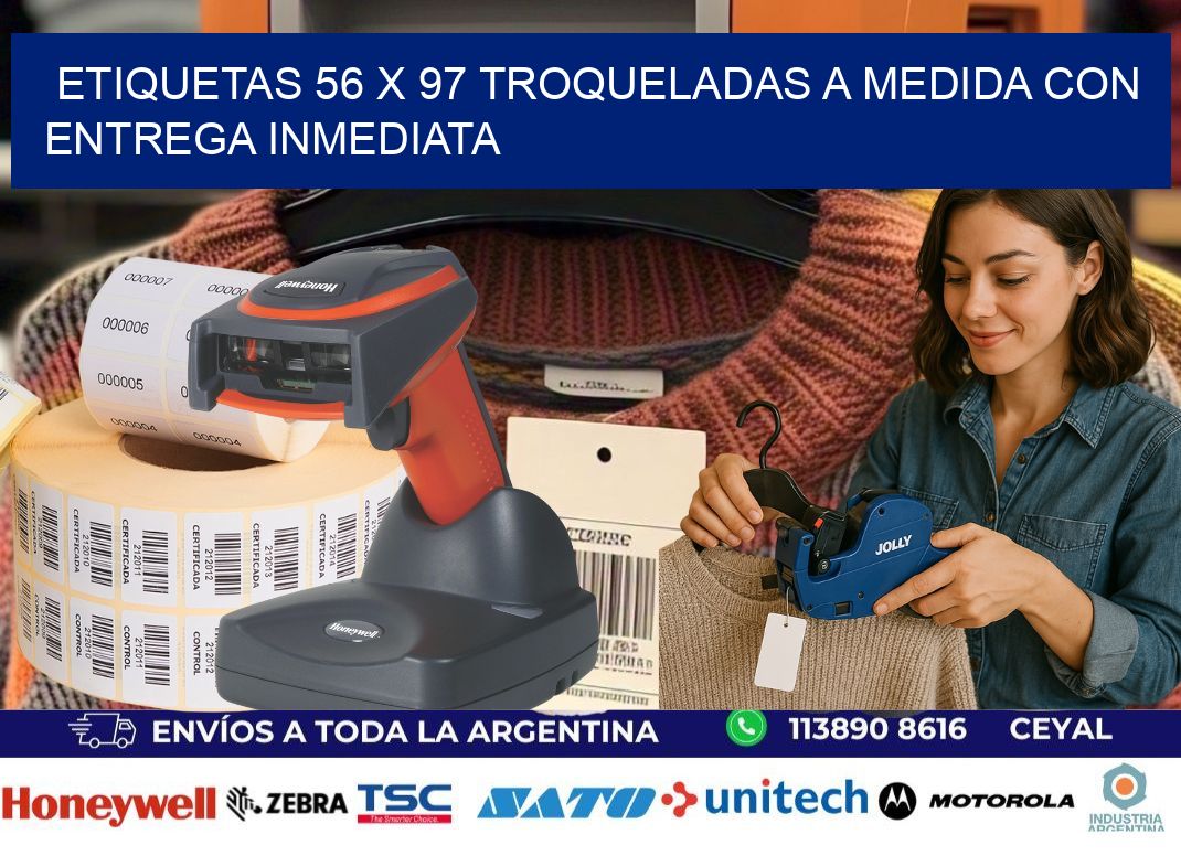 Etiquetas 56 x 97 troqueladas a medida con entrega inmediata