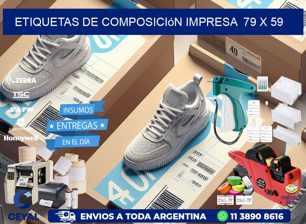 Etiquetas de composición impresa  79 x 59