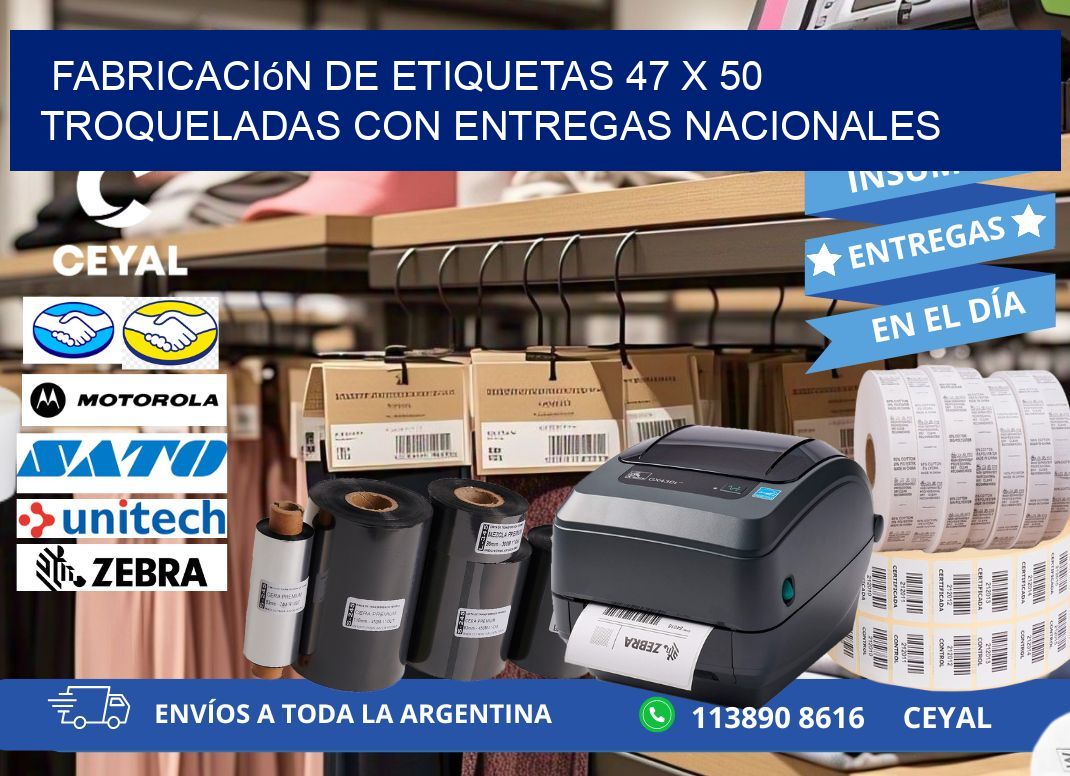 Fabricación de etiquetas 47 x 50 troqueladas con entregas nacionales