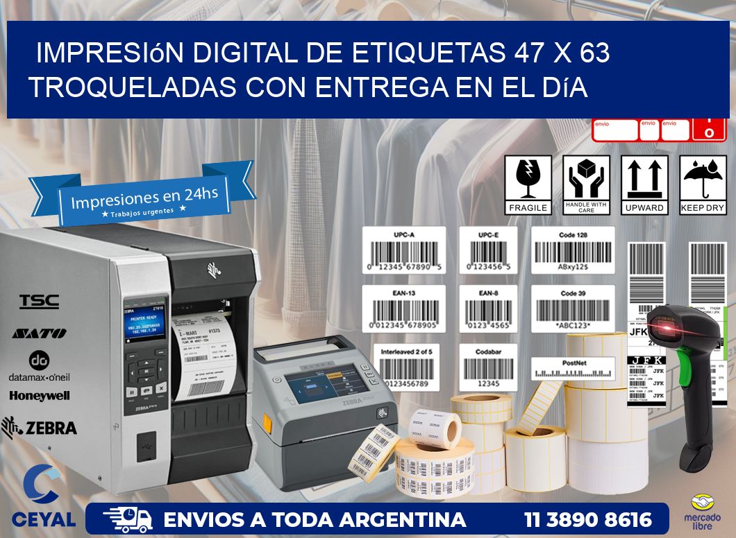 Impresión digital de etiquetas 47 x 63 troqueladas con entrega en el día