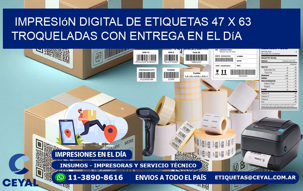 Impresión digital de etiquetas 47 x 63 troqueladas con entrega en el día