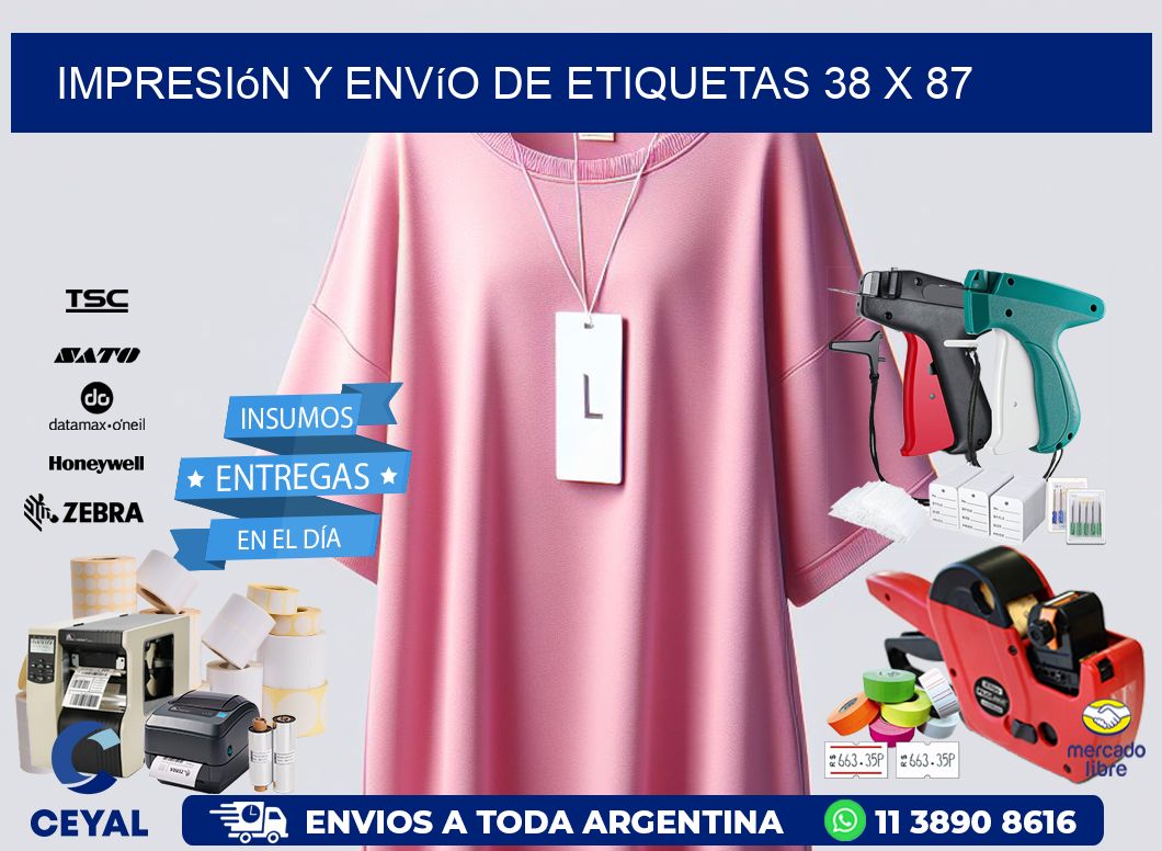 Impresión y envío de etiquetas 38 x 87