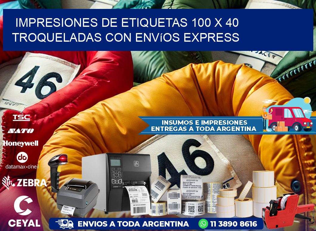 Impresiones de etiquetas 100 x 40 troqueladas con envíos express