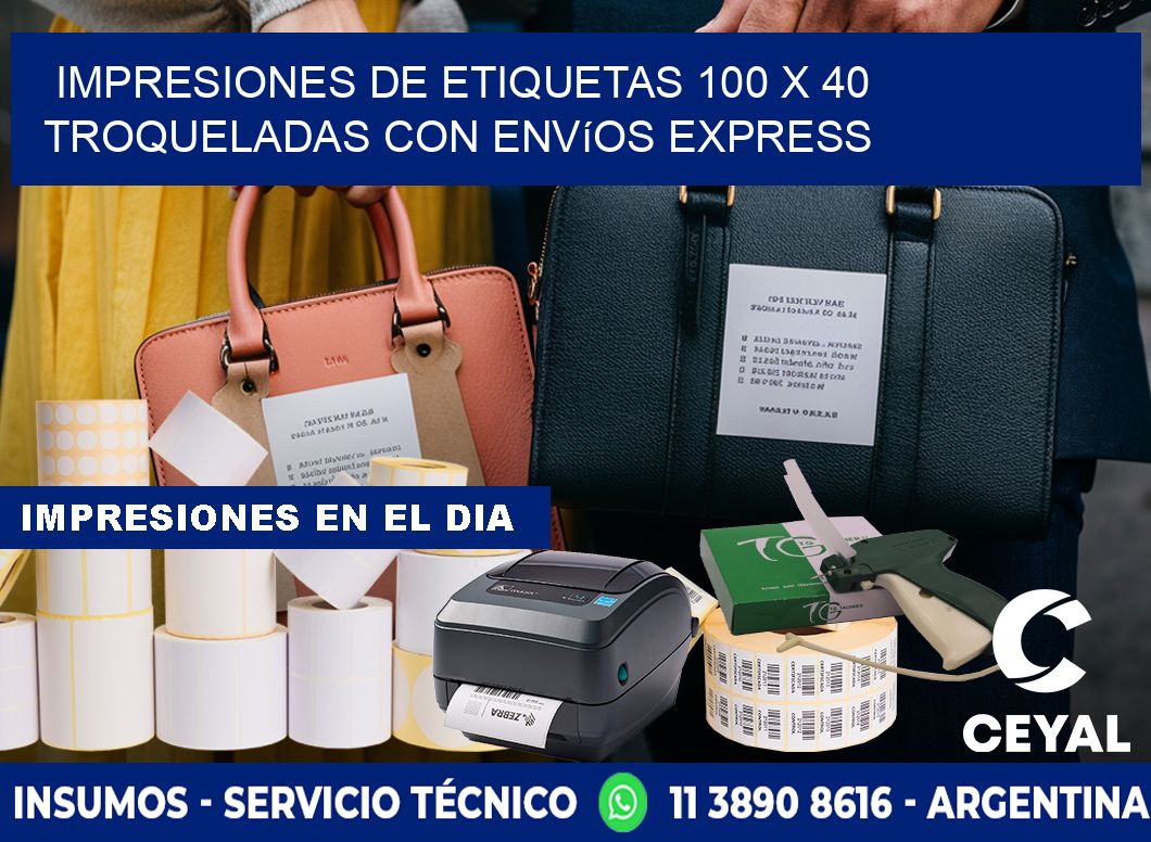 Impresiones de etiquetas 100 x 40 troqueladas con envíos express