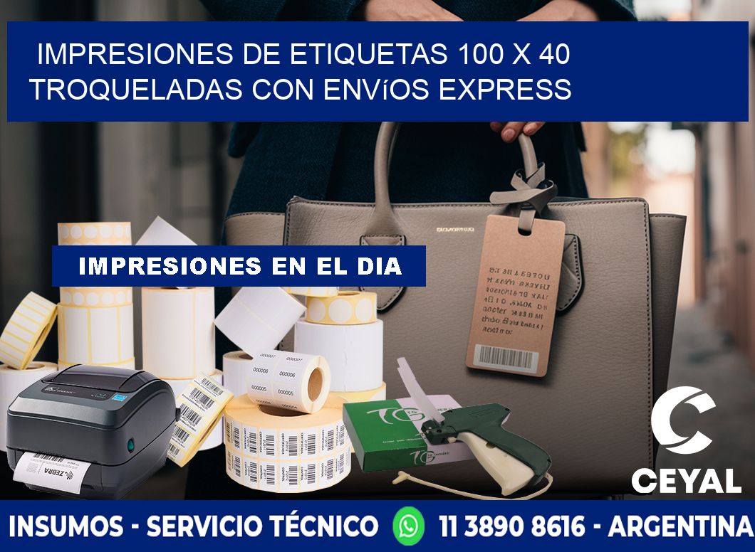 Impresiones de etiquetas 100 x 40 troqueladas con envíos express