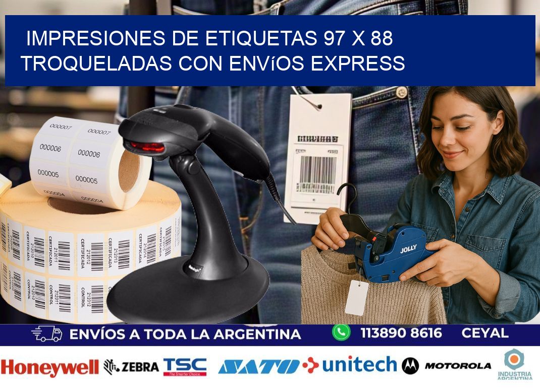 Impresiones de etiquetas 97 x 88 troqueladas con envíos express