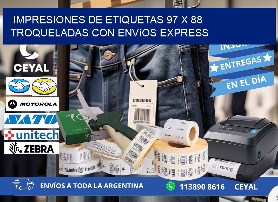 Impresiones de etiquetas 97 x 88 troqueladas con envíos express