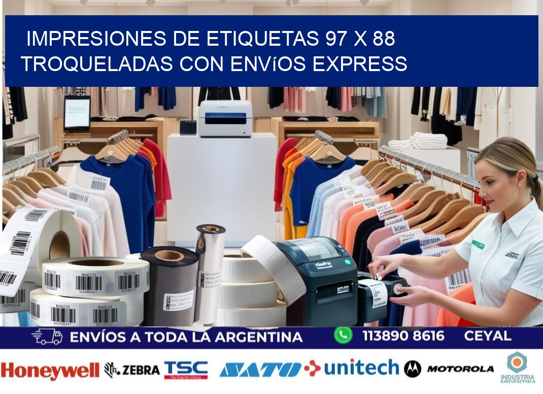 Impresiones de etiquetas 97 x 88 troqueladas con envíos express