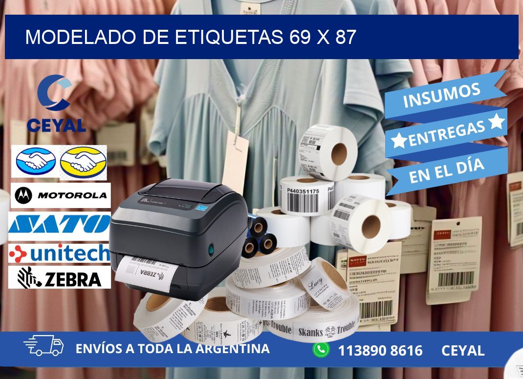 Modelado de etiquetas 69 x 87