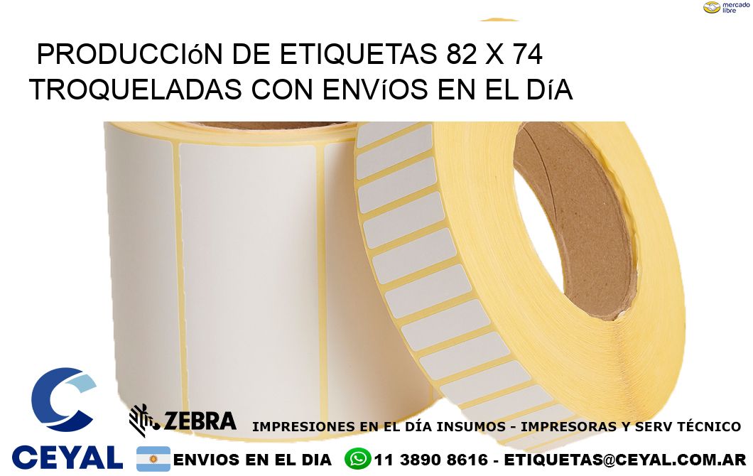 Producción de etiquetas 82 x 74 troqueladas con envíos en el día