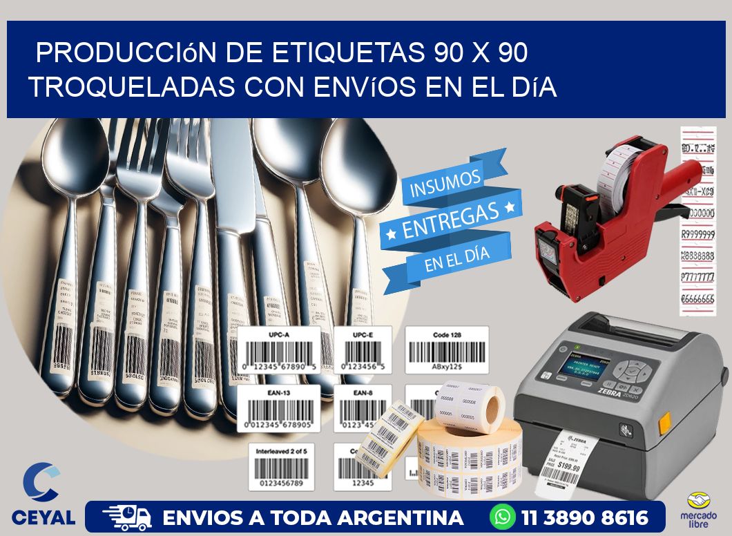 Producción de etiquetas 90 x 90 troqueladas con envíos en el día